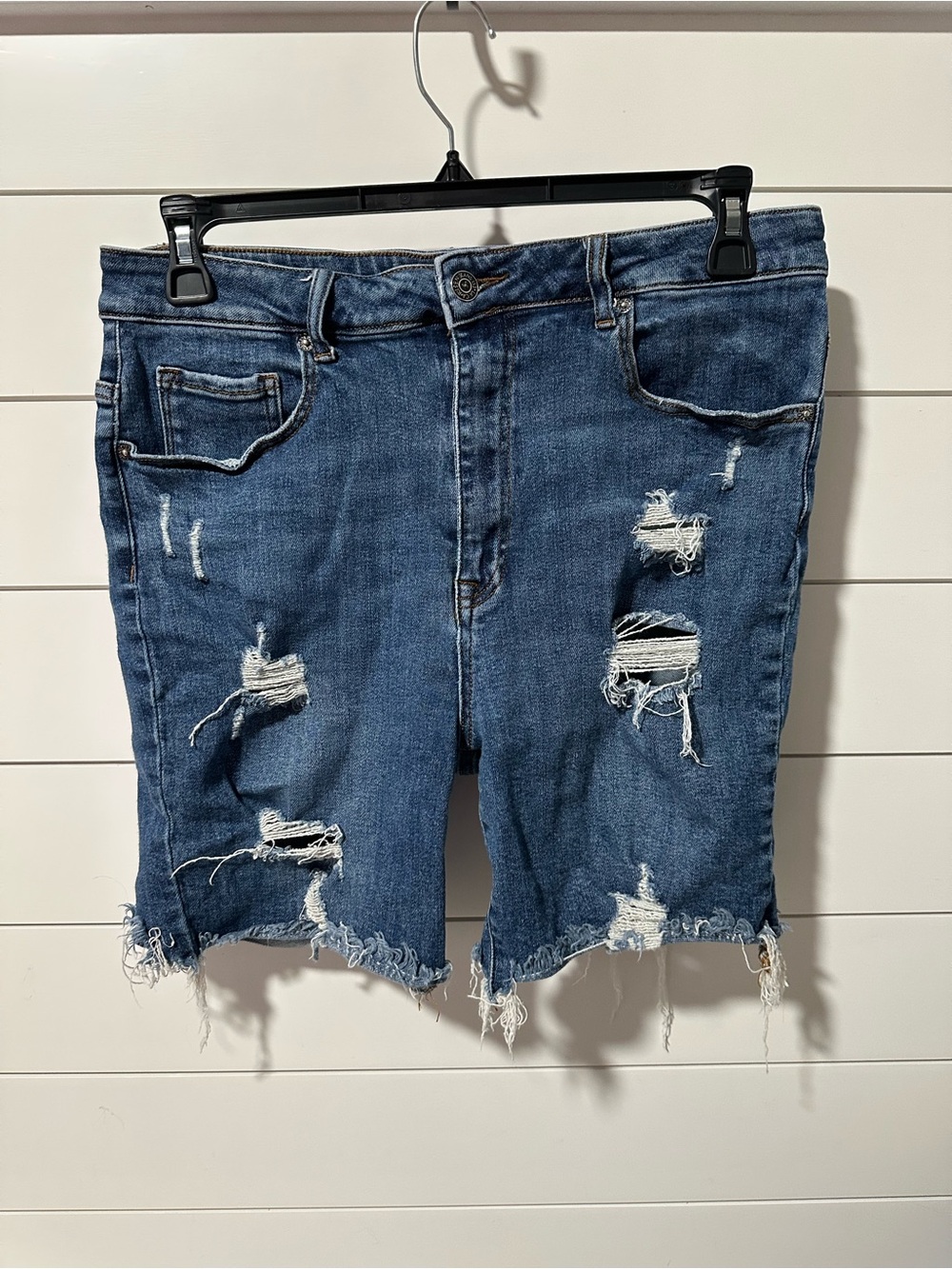 Distressed Blue Denim Cutoff Shorts